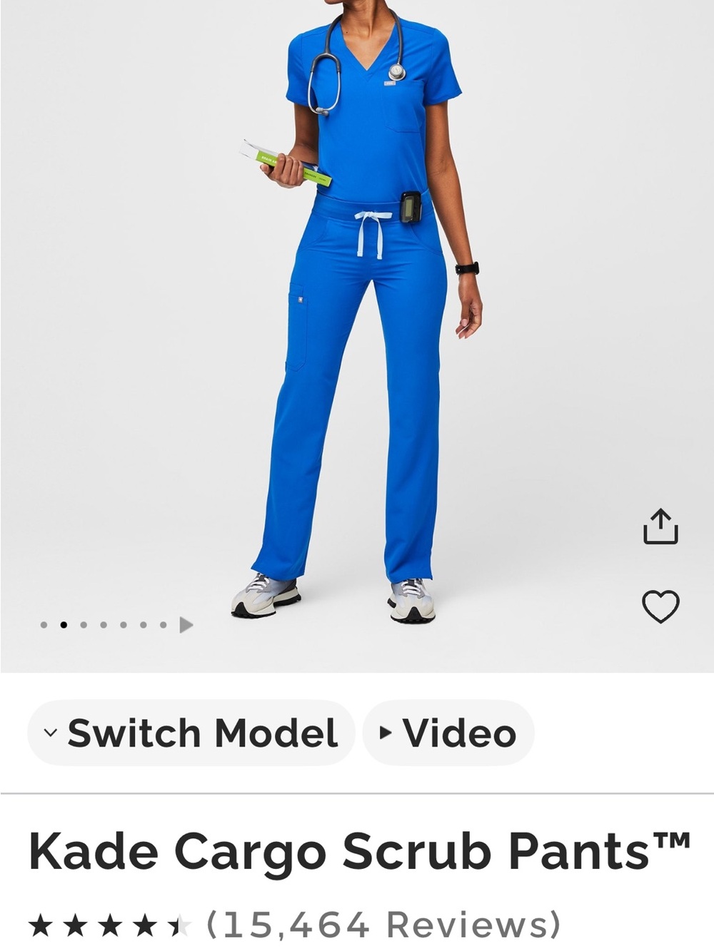 Figs Kade Straight-Leg Cargo Scrub Pants — Royal Blue